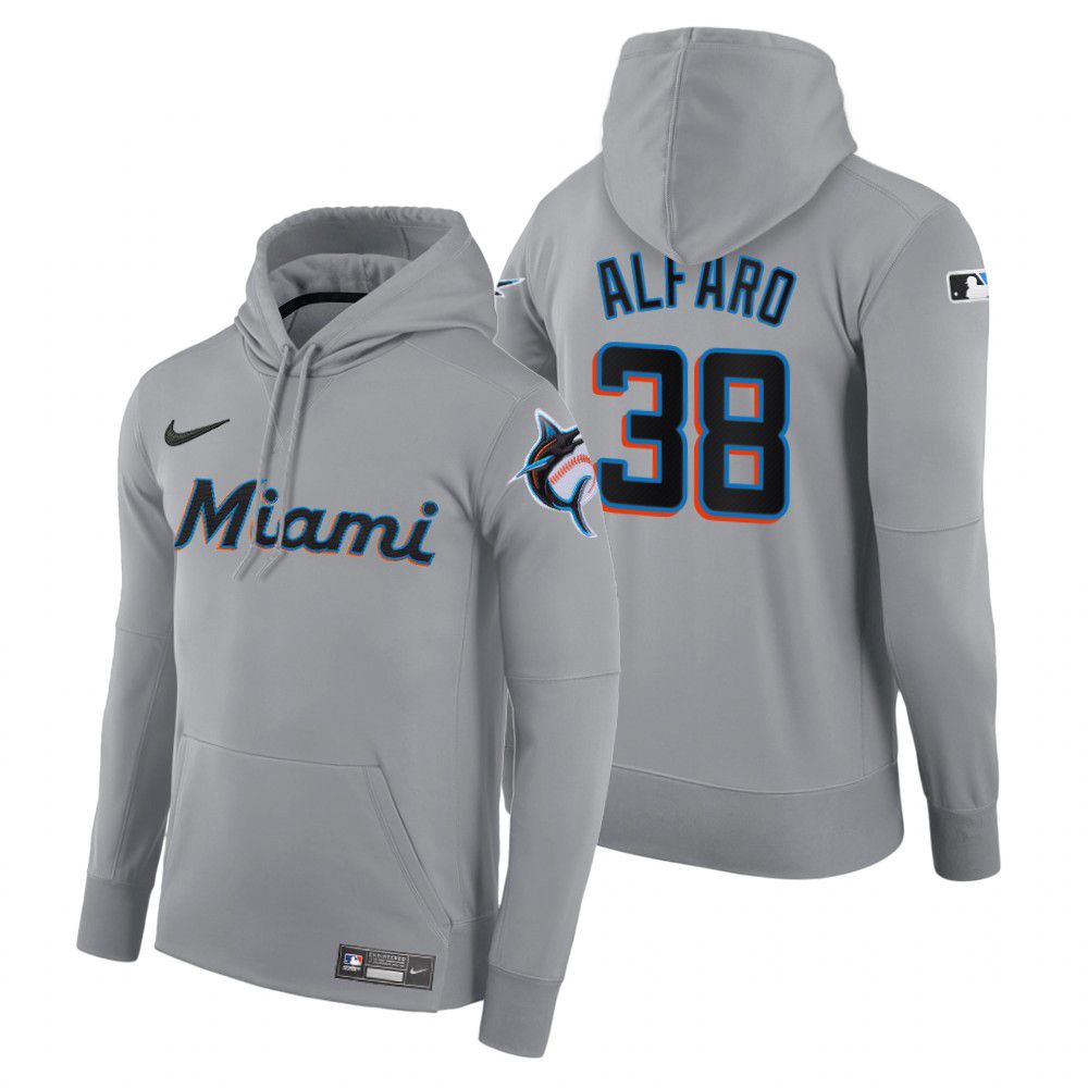Men Miami Marlins #38 Alfaro gray road hoodie 2021 MLB Nike Jerseys